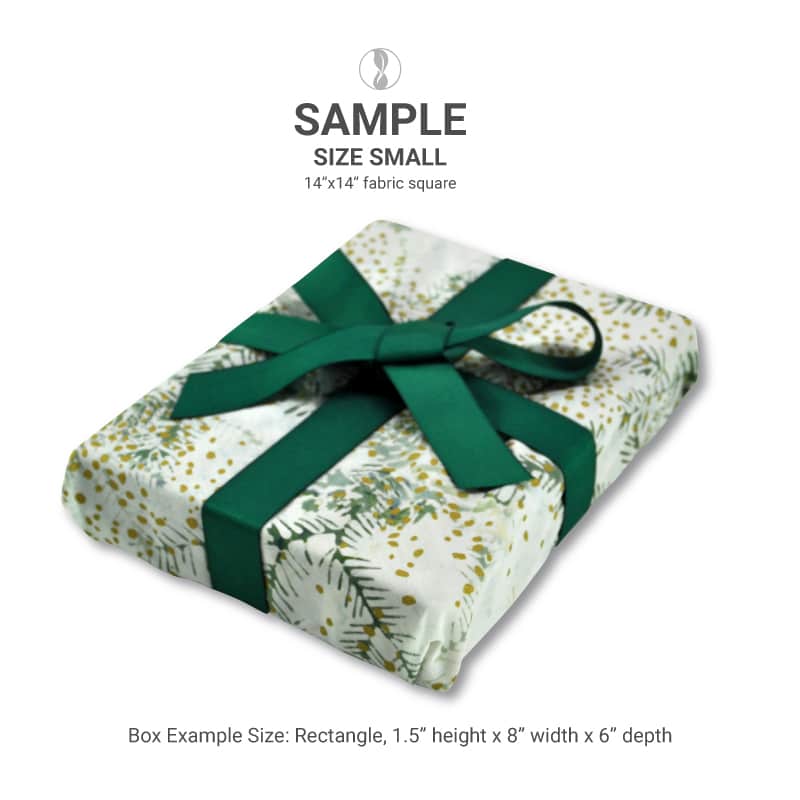 Christmas Boughs Fabric Wrapping with Green Ribbon