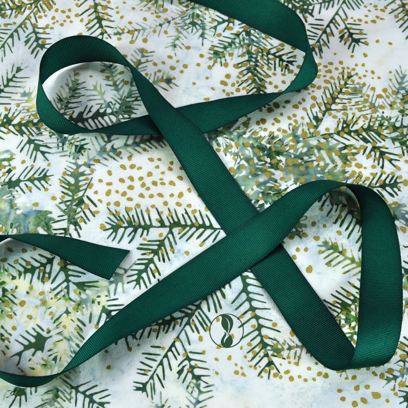 Christmas Boughs Fabric with Green Ribbon